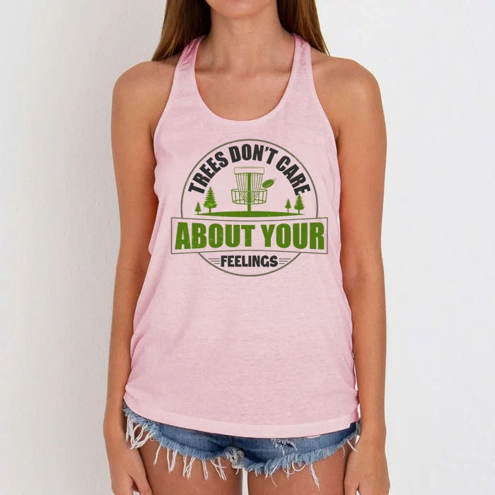 Funny Disc Golf Trees Don't Care About Your Feelings Women's Knotted Racerback Tank