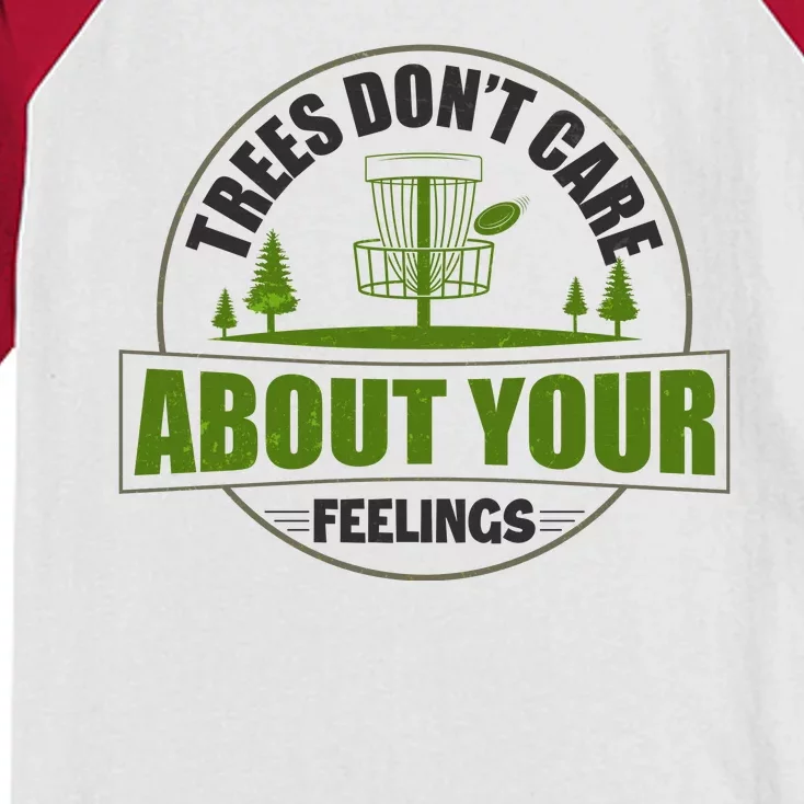 Funny Disc Golf Trees Don't Care About Your Feelings Kids Colorblock Raglan Jersey