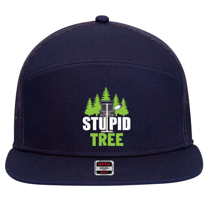 Funny Disc Golf Stupid Tree 7 Panel Mesh Trucker Snapback Hat