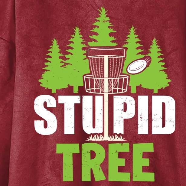 Funny Disc Golf Stupid Tree Hooded Wearable Blanket