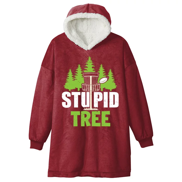 Funny Disc Golf Stupid Tree Hooded Wearable Blanket