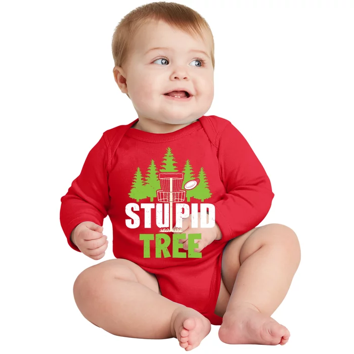 Funny Disc Golf Stupid Tree Baby Long Sleeve Bodysuit