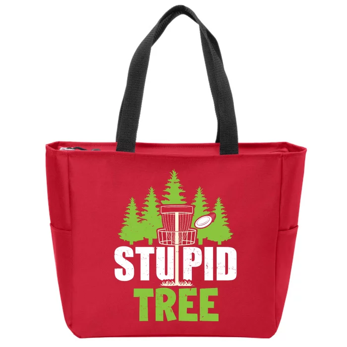 Funny Disc Golf Stupid Tree Zip Tote Bag