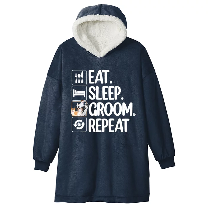 Funny Dog Groomer Design For Pet Groomer Grooming Hooded Wearable Blanket