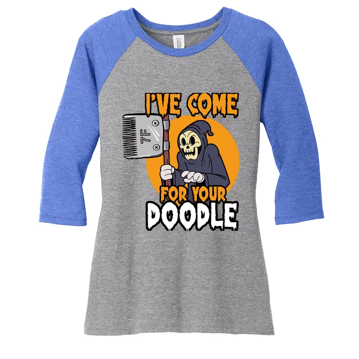 Funny Dog Groomer Reaper Brush Your Dog Grooming Halloween Women's Tri-Blend 3/4-Sleeve Raglan Shirt