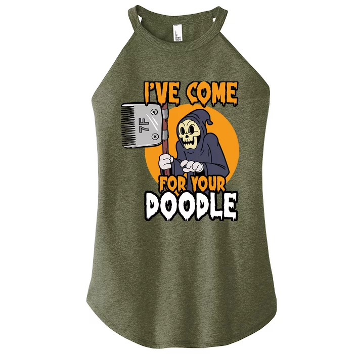 Funny Dog Groomer Reaper Brush Your Dog Grooming Halloween Women’s Perfect Tri Rocker Tank