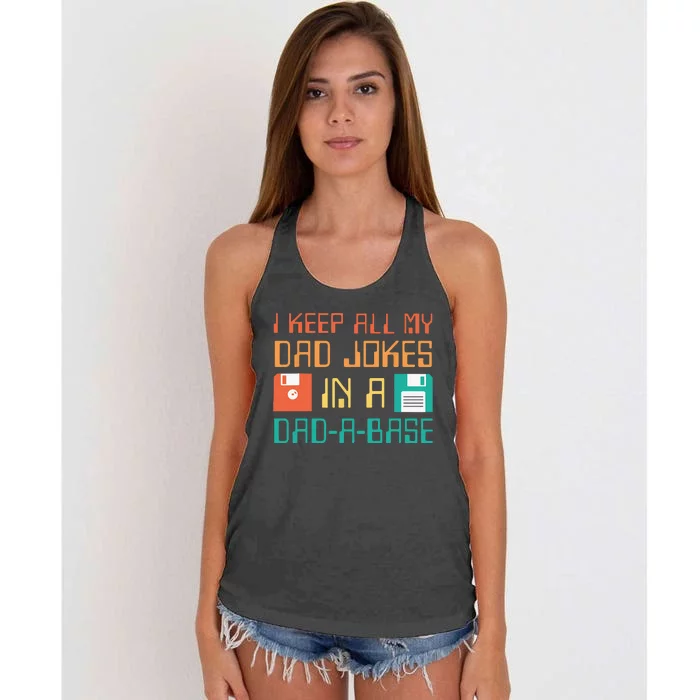 Fathers Day Gift Dad a Base Funny Dad Joke Dad Gifts Women's Knotted Racerback Tank