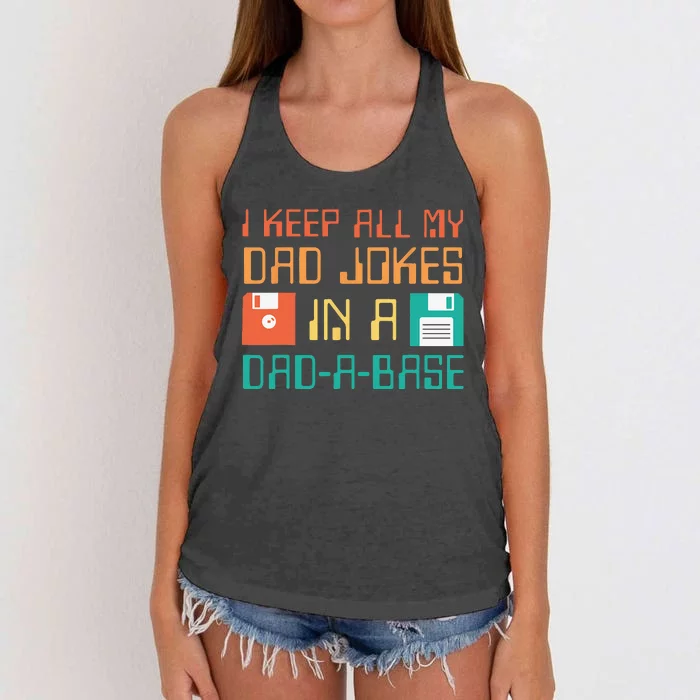 Fathers Day Gift Dad a Base Funny Dad Joke Dad Gifts Women's Knotted Racerback Tank