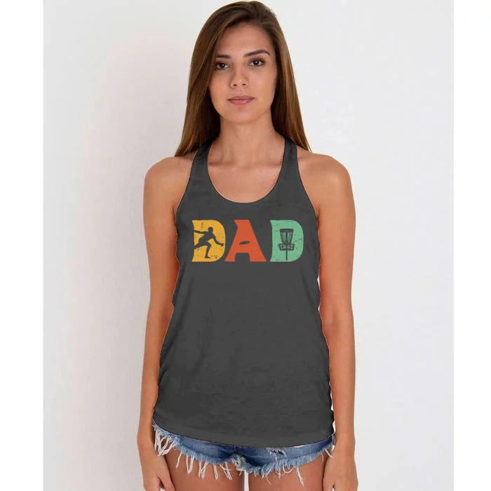 Funny Disc Golf Dad Retro Fathers Day Women's Knotted Racerback Tank