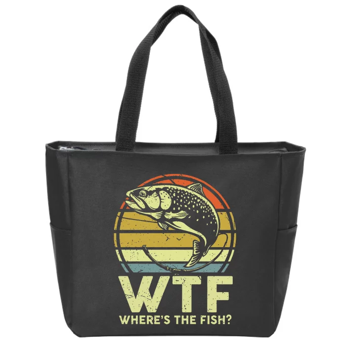 Fishing Dad Gift Wtf Wheres The Trout Fish Funny Zip Tote Bag