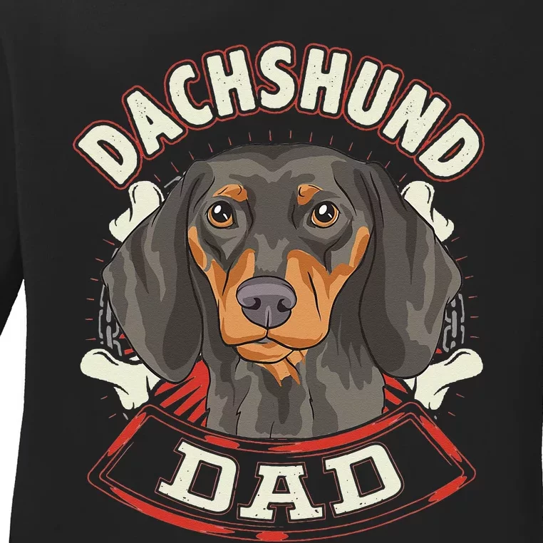 Father's Day Gift Dog Breed DACHSHUND Dad Ladies Long Sleeve Shirt