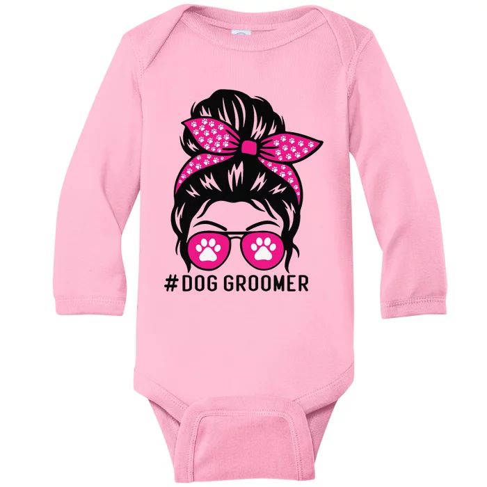 Funny Dog Groomer Grooming Pet Stylist Lady Baby Long Sleeve Bodysuit