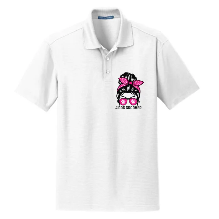 Funny Dog Groomer Grooming Pet Stylist Lady Dry Zone Grid Performance Polo