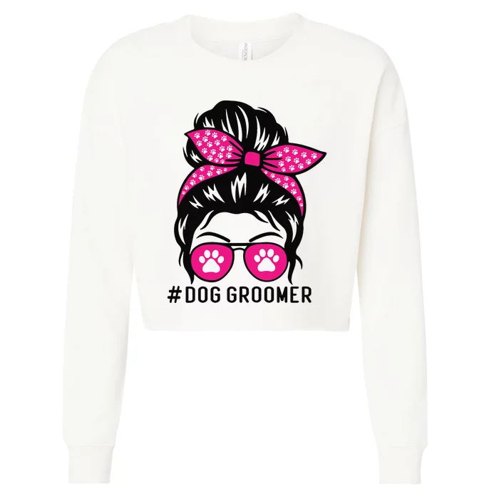 Funny Dog Groomer Grooming Pet Stylist Lady Cropped Pullover Crew