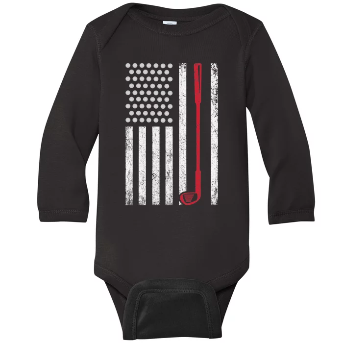 Funny Disc Golf American Flag Disc Frisbee Golf Baby Long Sleeve Bodysuit