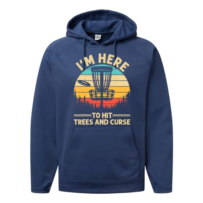 Funny Disc Golf Disc Golf Player Trees Sports Performance Fleece Hoodie