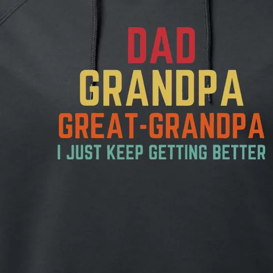 Fathers Day Gift From Grandkids Dad Grandpa Great Grandpa Performance Fleece Hoodie