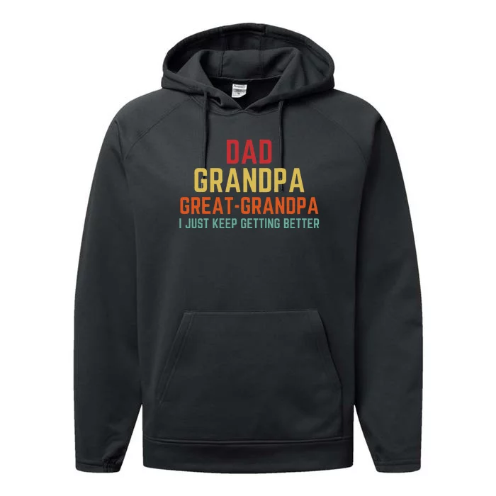 Fathers Day Gift From Grandkids Dad Grandpa Great Grandpa Performance Fleece Hoodie