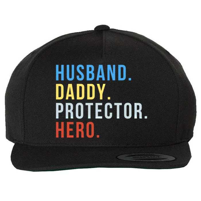 Fathers Day Gift Husband Daddy Protector Hero Gift Wool Snapback Cap