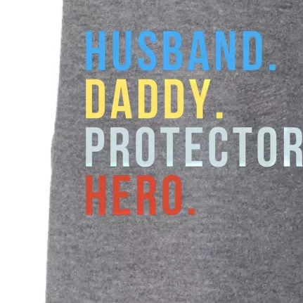 Fathers Day Gift Husband Daddy Protector Hero Gift Doggie 3-End Fleece Hoodie