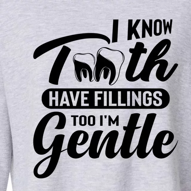 Funny Dentist Gift I Know Tooth Have Fillings Too I'm Gentle Gift Cropped Pullover Crew