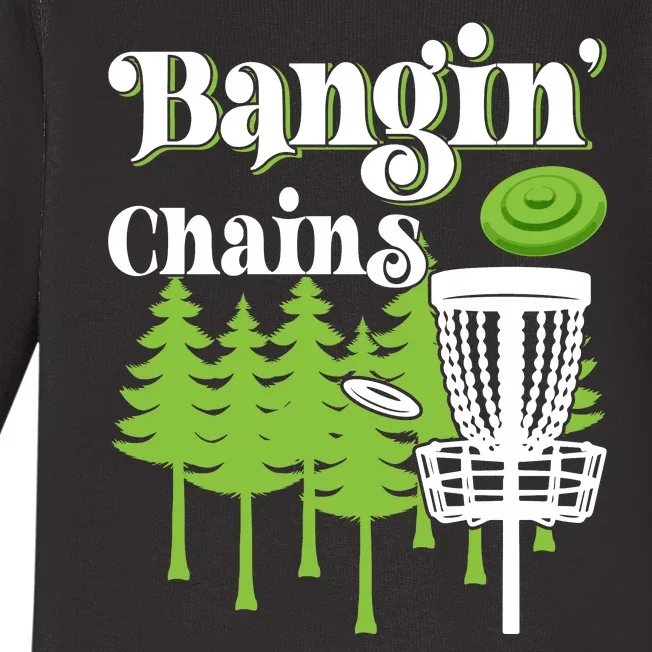 Funny Disc Golf Player Saying I Bangin' Chains Baby Long Sleeve Bodysuit