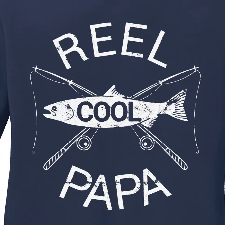 Fathers Day Gifts Funny Fishing Reel Cool Papa Dad Joke Ladies Long Sleeve Shirt