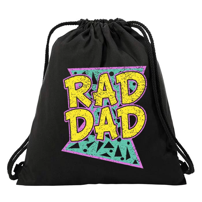 Fathers Day Gift For Daddy Rad Dad Drawstring Bag