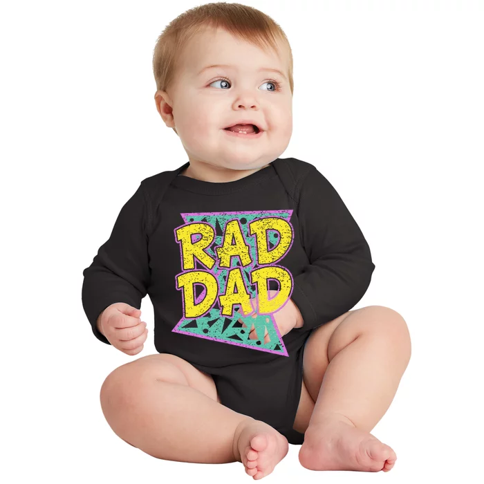 Fathers Day Gift For Daddy Rad Dad Baby Long Sleeve Bodysuit