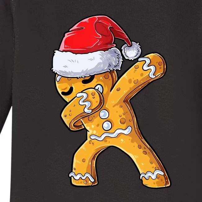 Funny Dabbing Gingerbread Santa Christmas Boys Xmas Cookie Baby Long Sleeve Bodysuit