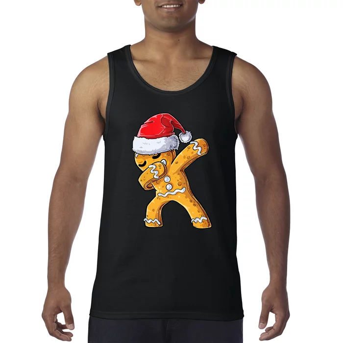 Funny Dabbing Gingerbread Santa Christmas Boys Xmas Cookie Tank Top