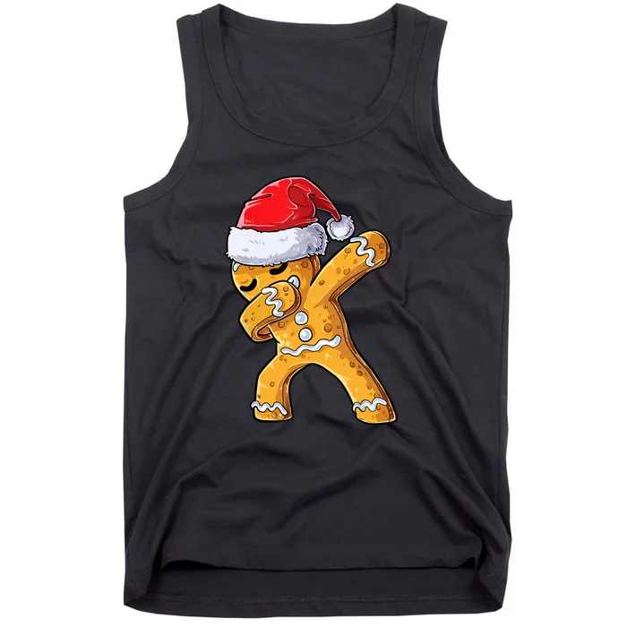 Funny Dabbing Gingerbread Santa Christmas Boys Xmas Cookie Tank Top