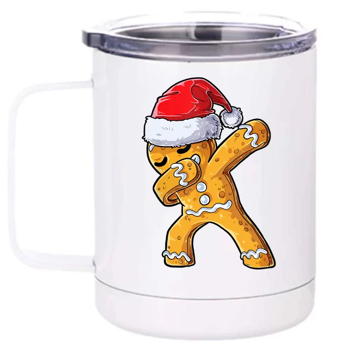 Funny Dabbing Gingerbread Santa Christmas Boys Xmas Cookie Front & Back 12oz Stainless Steel Tumbler Cup