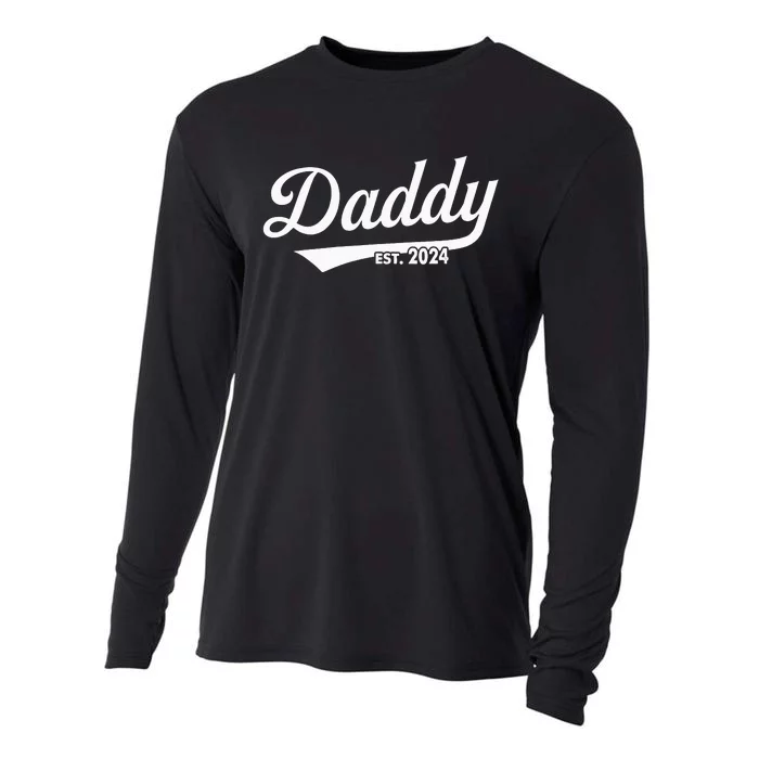 Fathers Day Gift Daddy Est. 2024 Expect Wife Daughter Cooling Performance Long Sleeve Crew