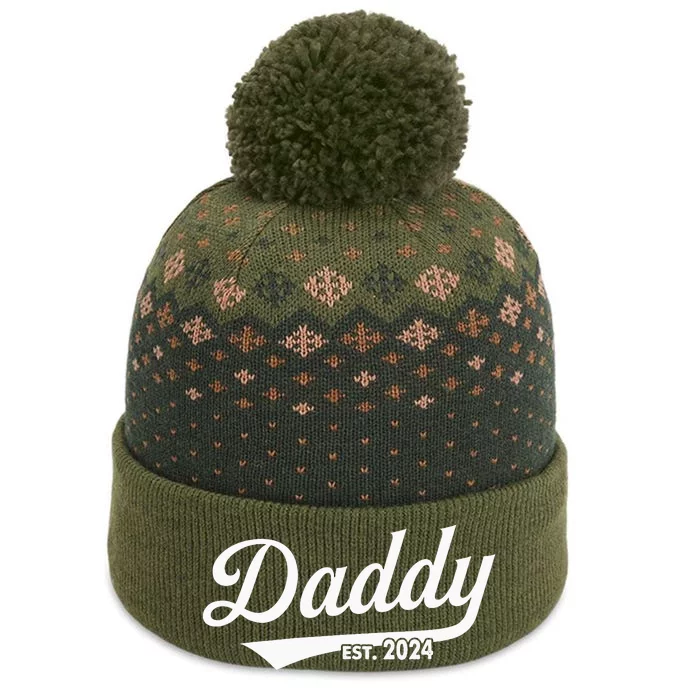 Fathers Day Gift Daddy Est. 2024 Expect Wife Daughter The Baniff Cuffed Pom Beanie