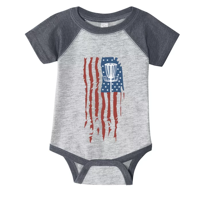 Funny Disc Golf American Flag Disc Frisbee Golf Infant Baby Jersey Bodysuit