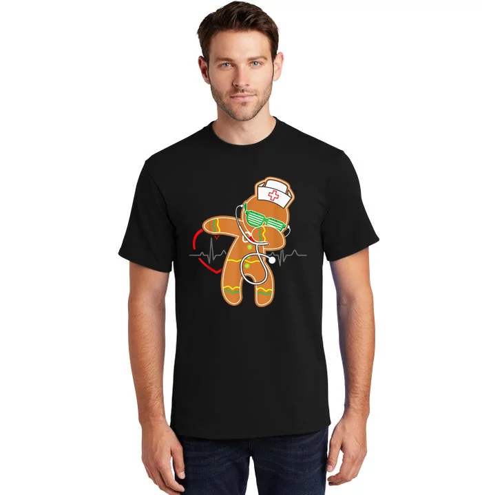 Funny Dabbing Gingerbread Nurse Shirt Nursing Xmas Gift Tall T-Shirt