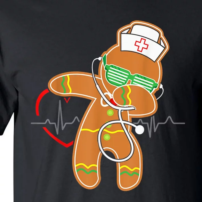 Funny Dabbing Gingerbread Nurse Shirt Nursing Xmas Gift Tall T-Shirt