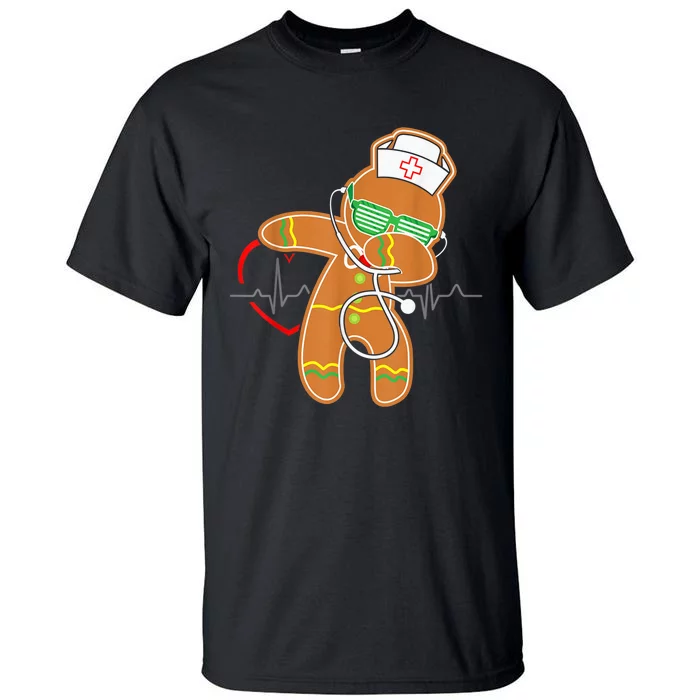 Funny Dabbing Gingerbread Nurse Shirt Nursing Xmas Gift Tall T-Shirt