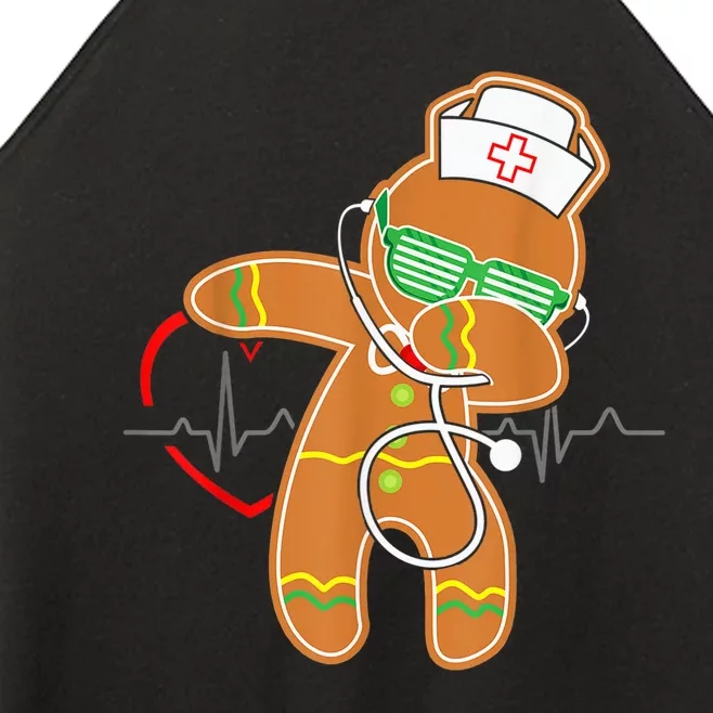 Funny Dabbing Gingerbread Nurse Shirt Nursing Xmas Gift Women’s Perfect Tri Rocker Tank