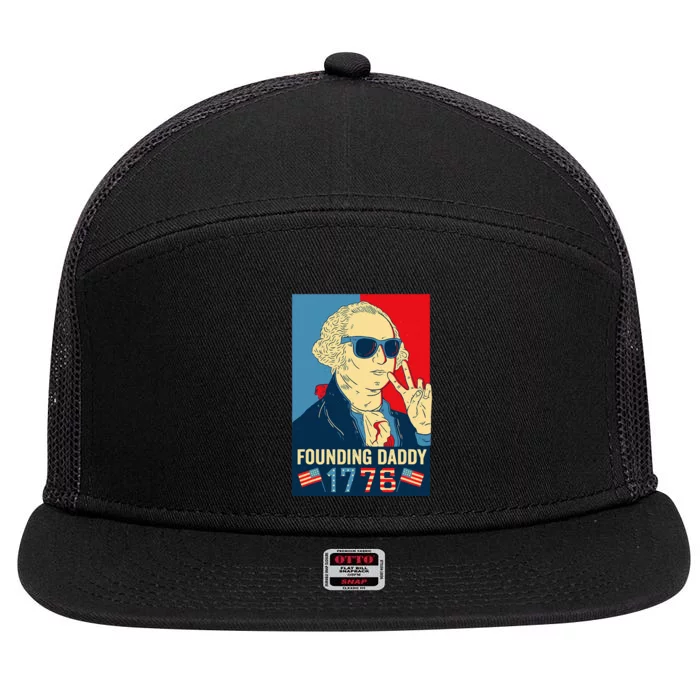 Founding Daddy George Washington Funny 7 Panel Mesh Trucker Snapback Hat