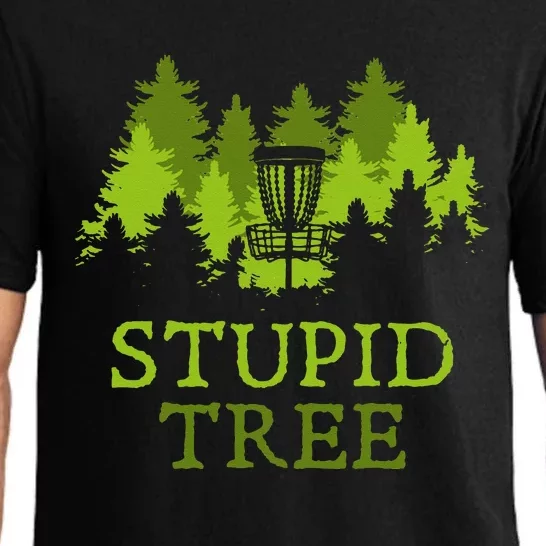 Funny Disc Golf Player Gift Stupid Tree Disc Golf Hoodie Pajama Set