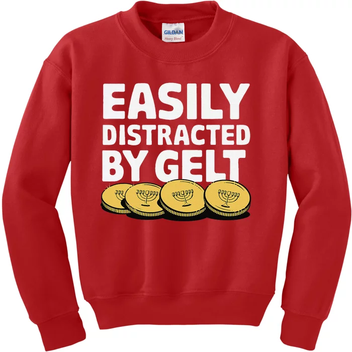 Funny Dreidel Gelt Chanukah Jewish Menorah Hanukkah Gelt Kids Sweatshirt