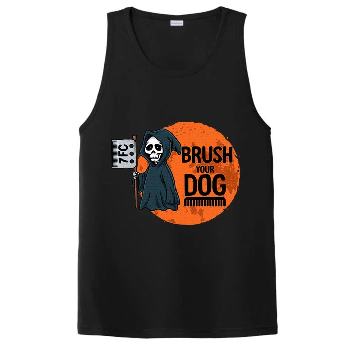 Funny Dog Groomer Brush Your Dog Grooming Reaper Halloween Performance Tank