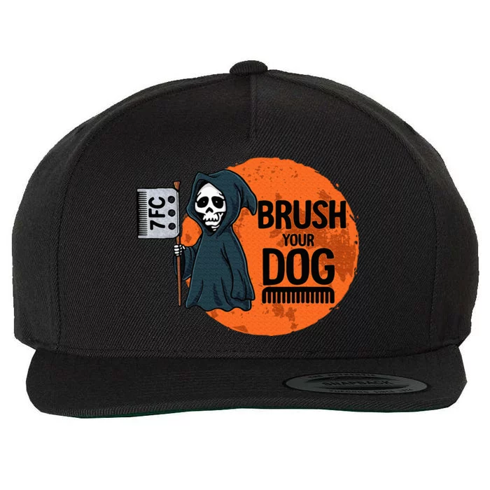 Funny Dog Groomer Brush Your Dog Grooming Reaper Halloween Wool Snapback Cap