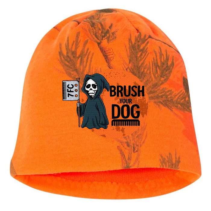 Funny Dog Groomer Brush Your Dog Grooming Reaper Halloween Kati - Camo Knit Beanie