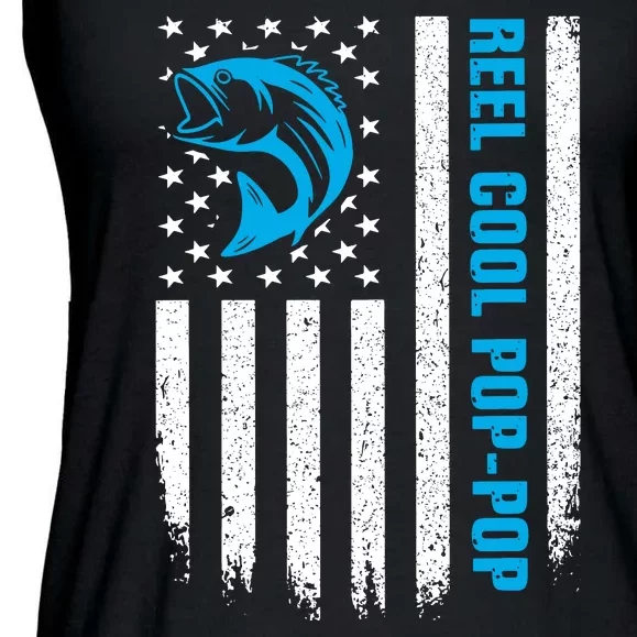 Father's Day Gift Fishing Reel Cool Pop American Flag Dad Ladies Essential Flowy Tank