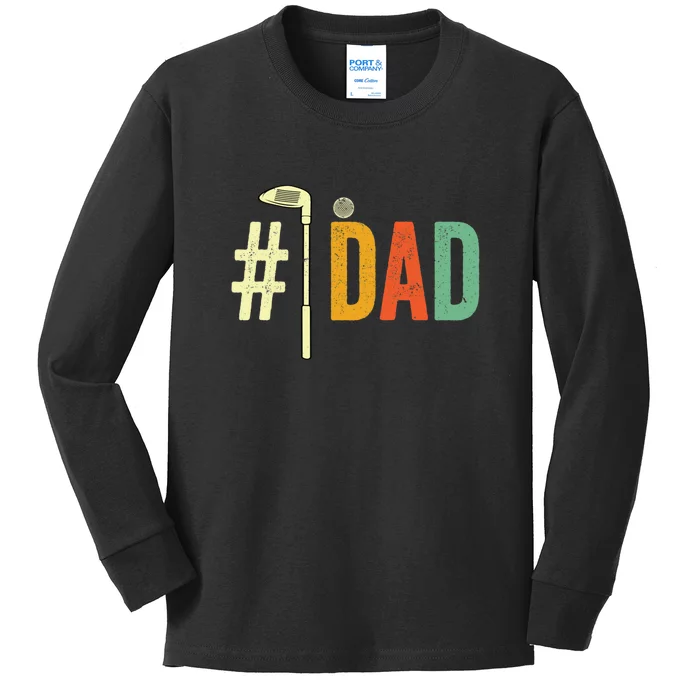 Father's Day Golf Club Number One Dad Golf Gift For Dad Kids Long Sleeve Shirt