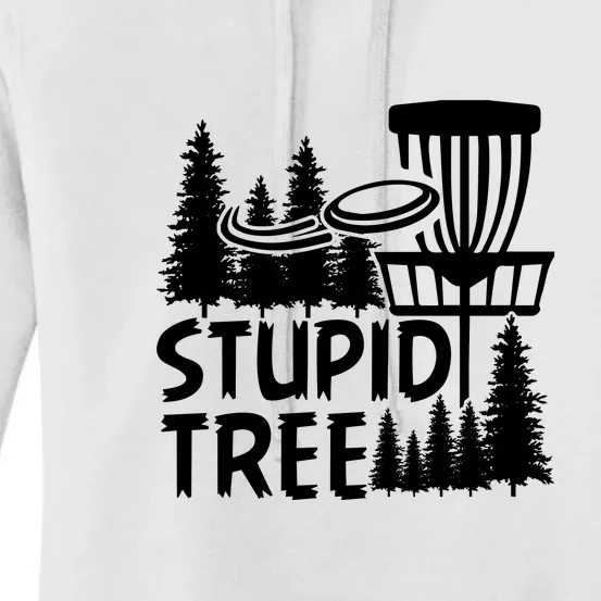 Funny Disc Golf Stupid Tree Distressed Frisbee Golf Women's Pullover Hoodie