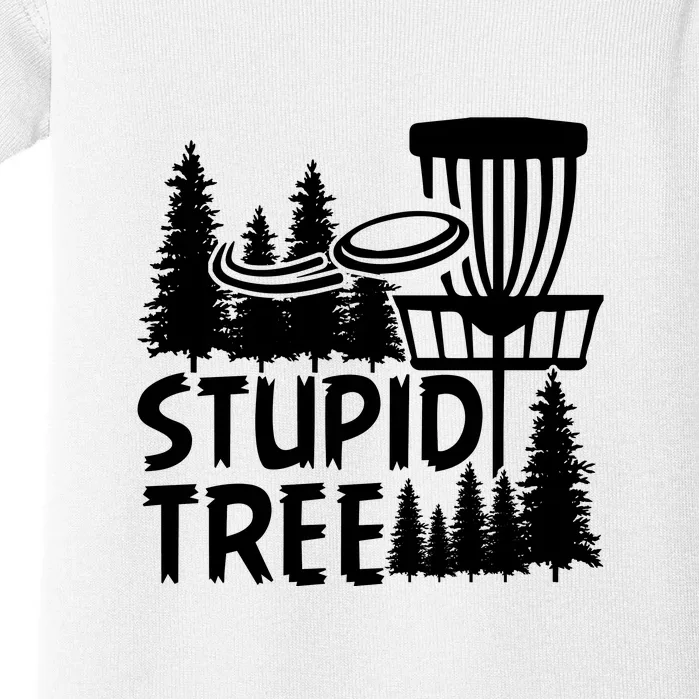 Funny Disc Golf Stupid Tree Distressed Frisbee Golf Baby Bodysuit